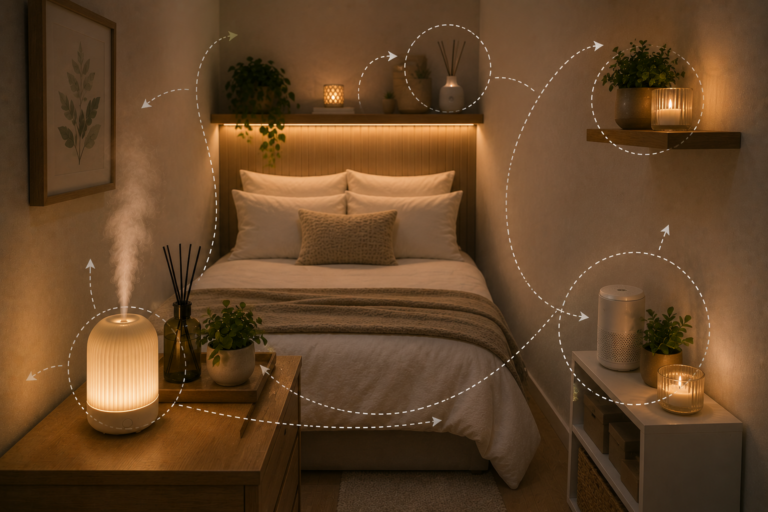 Posicionar estrategicamente aromatizadores em quartos pequenos