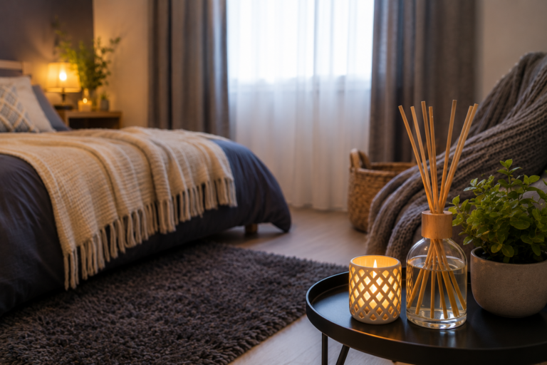 Como Cortinas, Tapetes e Tecidos Influenciam a Aromatização de Quartos Pequenos